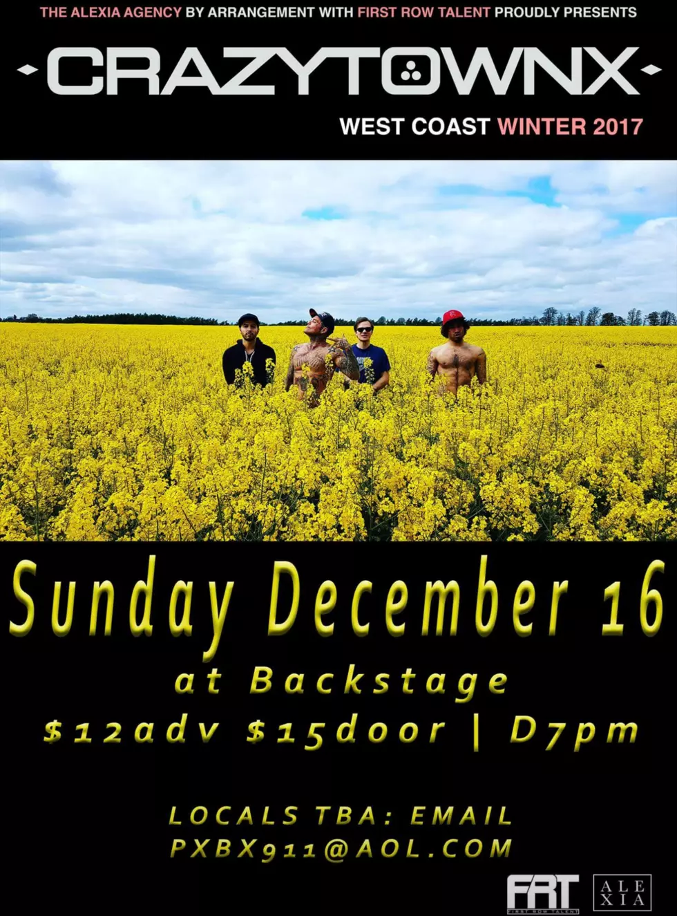 Crazytown At Backstage Lubbock Sunday, December 17